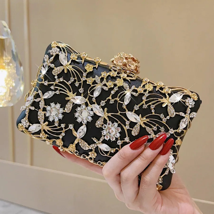 Temperament hollow gold banquet handbag luxury socialite small bag dress bridesmaid bag wedding retro evening bag