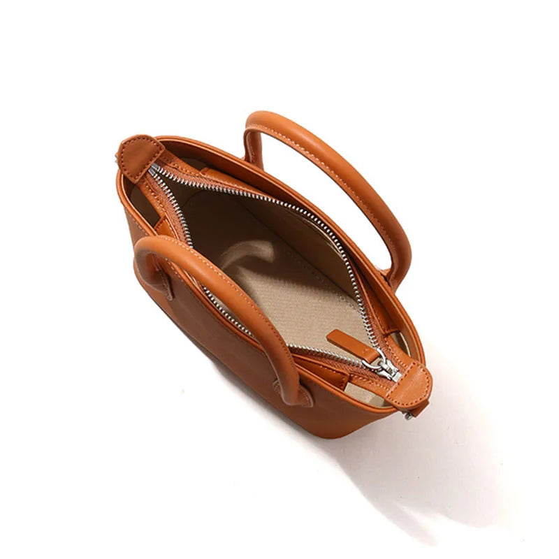 Retro Fashion Women's New Solid Color Shoulder Bag leather Material Versatile Commuter Women's Handbag