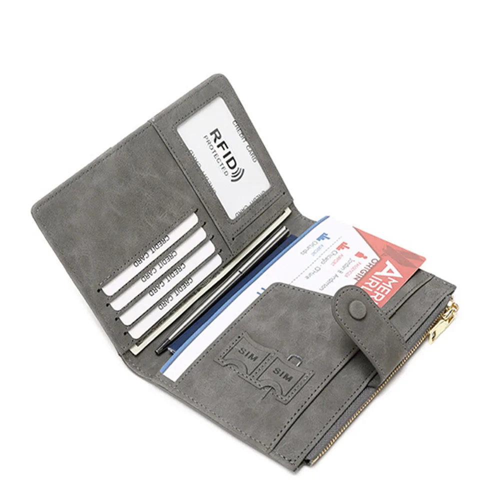 Women Wallets Men RFID Vintage Business Passport Covers Multi-Function ID Bank Card Holder PU Leather Wallet Travel Accessories