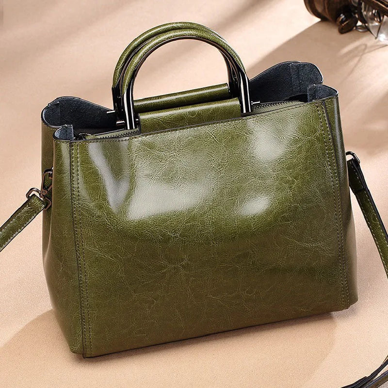 2025 split leather women's handbag soft cowhide single-shoulder bag for women casual Large capacity outdoor crossbody bag tote