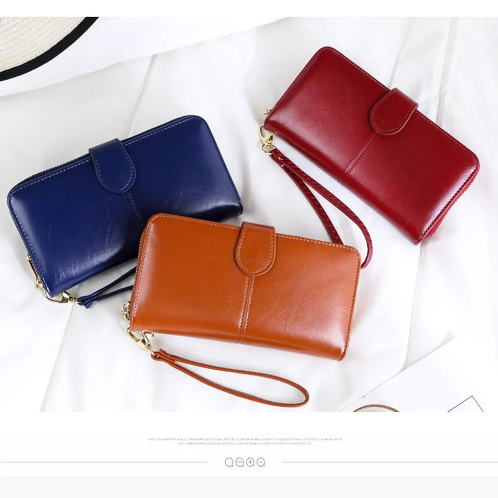 New Women's Long Zipper Wallets Large Capacity Multi slot Wallet Fold Card Holder Coin Purse Handheld Bag mobile phone bag