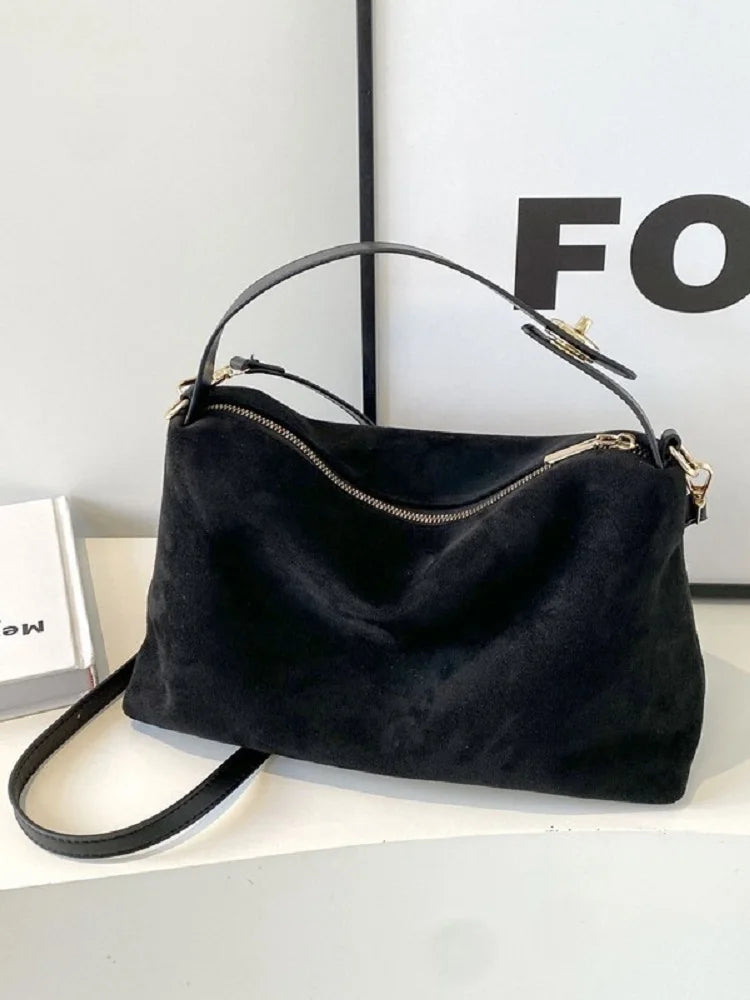 Retro style matte handbag women's underarm bag  versatile suede single-shoulder crossbody bag for women daily Commuting handbag