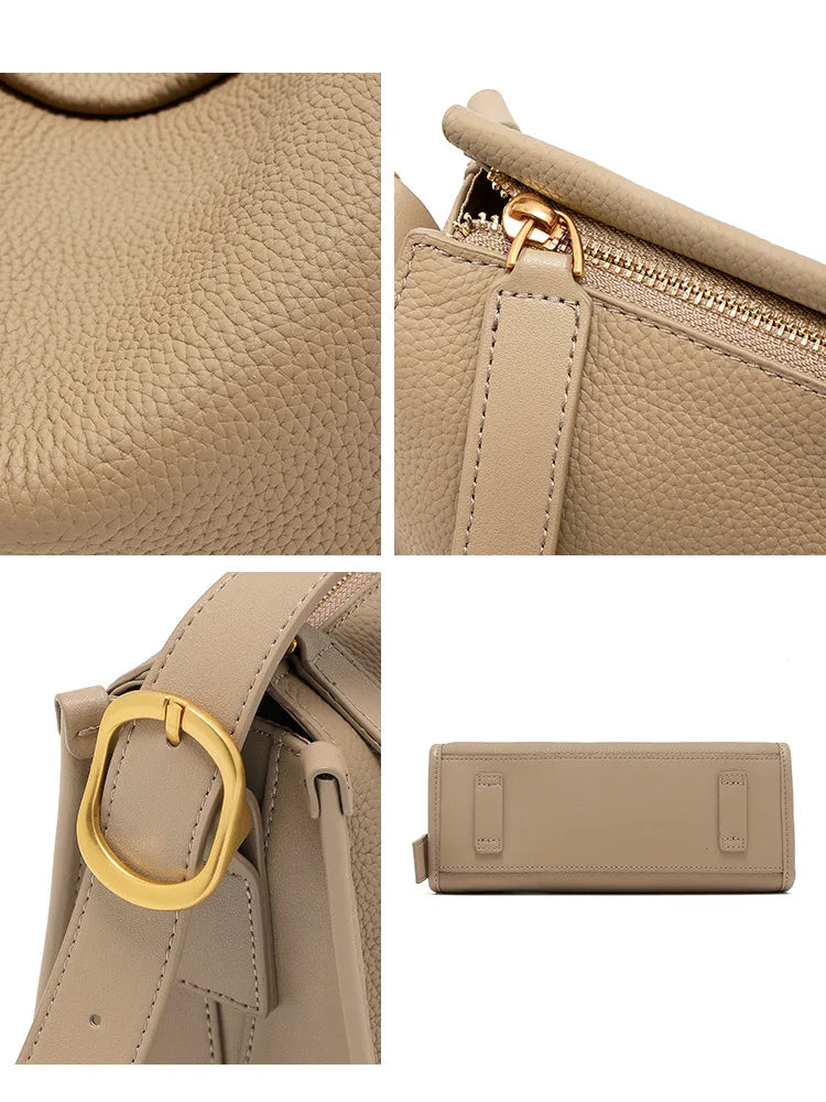 First layer cowhide women's single-shoulder Bag genuine leather 2026 new wome handbag pillow bag casual fashion crossbody bag