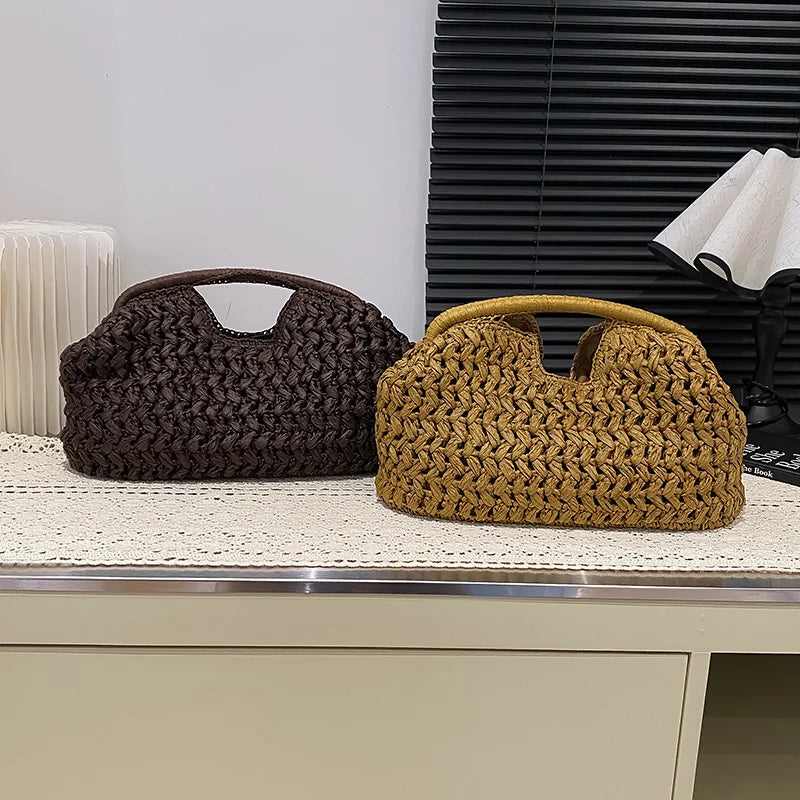 Faionable Artistic Handmade woven handbag for women in summer 2025, new high-end texture and stylish beach vacation handbag
