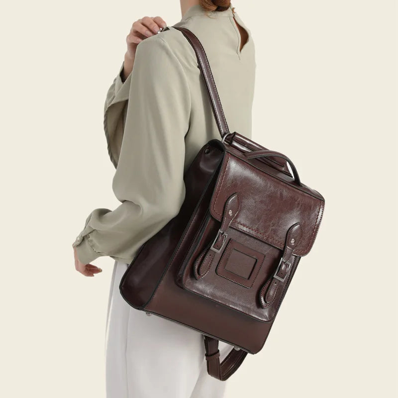 Backpack fashion new leather women's bag fashion oil wax cowhide women's backpack backpack backpack