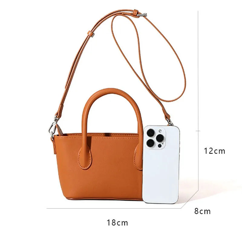 Retro Fashion Women's New Solid Color Shoulder Bag leather Material Versatile Commuter Women's Handbag