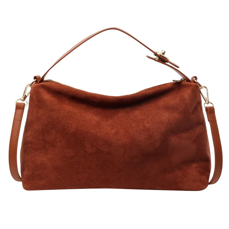 Retro style matte handbag women's underarm bag  versatile suede single-shoulder crossbody bag for women daily Commuting handbag