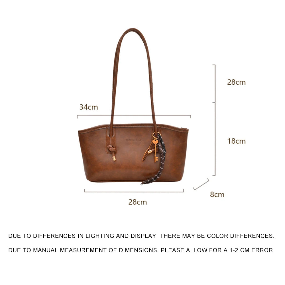PU Leather Shoulder Bag for Women Y2K Trend 2025 Fashion Girls Handbags Large Capacity Female Commuter handbag Retro Tote Bags