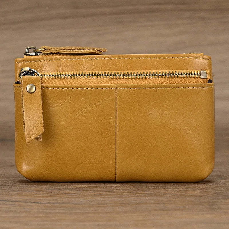 fashion Men's vintage genuine leather coin purse high quality cowhide keychain, leather coin pocket for key