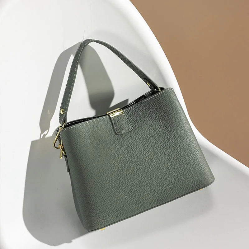 Retro bucket bag women's fashionable handbag large capacity new single shoulder crossbody bag Soft Leather multi-color wallet