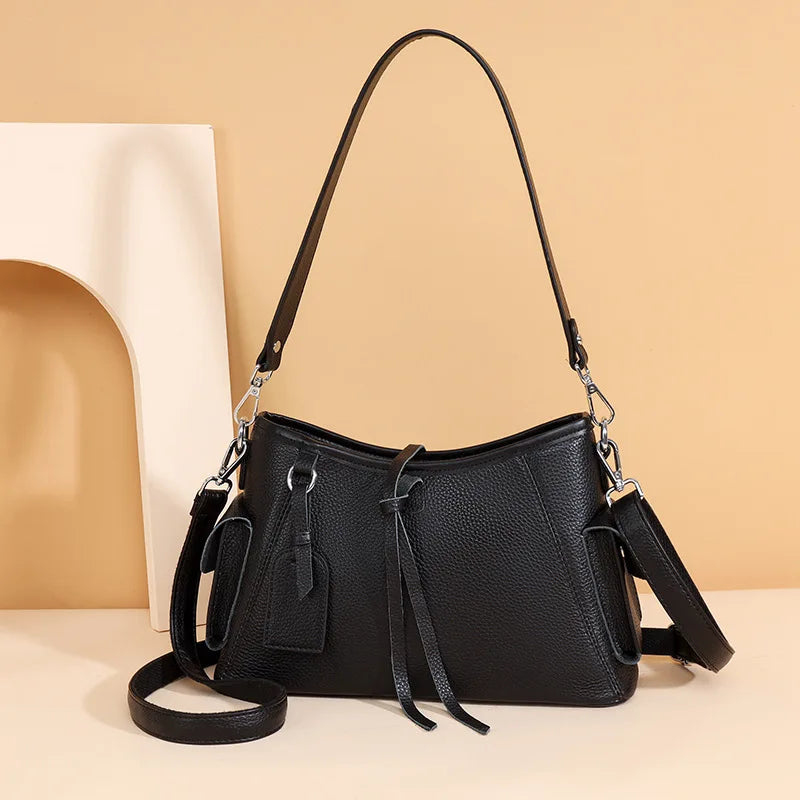 First layer cowhide women's shoulder bag genuine leather large-capacity crossbody bag fashion versatile shopping bag handbag