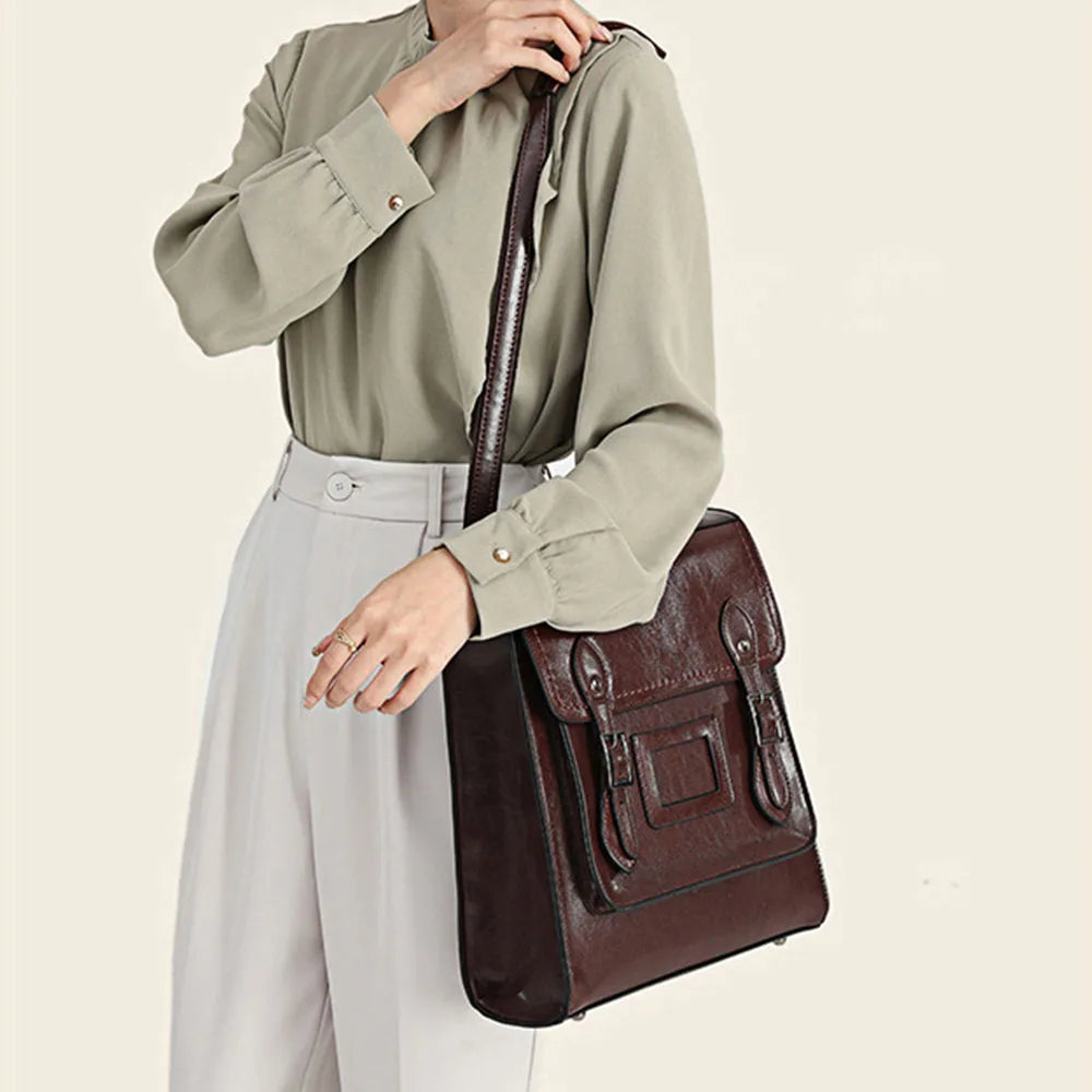 Backpack for Women 2025 New High Quality Leather Women's Bag Fashion Oil Wax Leather Women's Shoulder Bag Cambridge Bags
