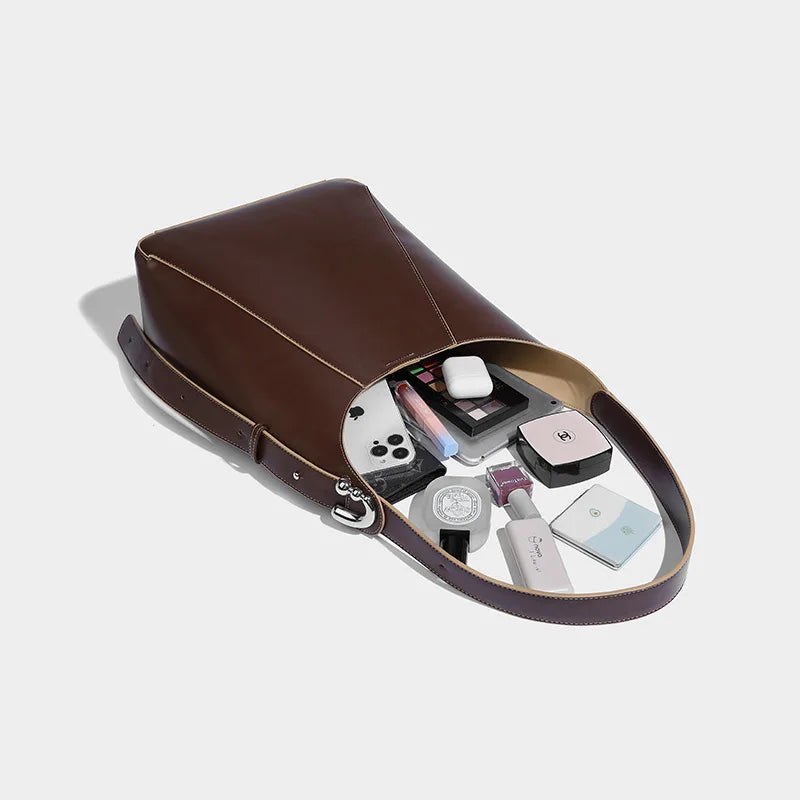 Fashion Retro Women's Shoulder Bags Vintage Underarm Bag Female Crossbody Bag PU Leather Bucket Handbags composite bag