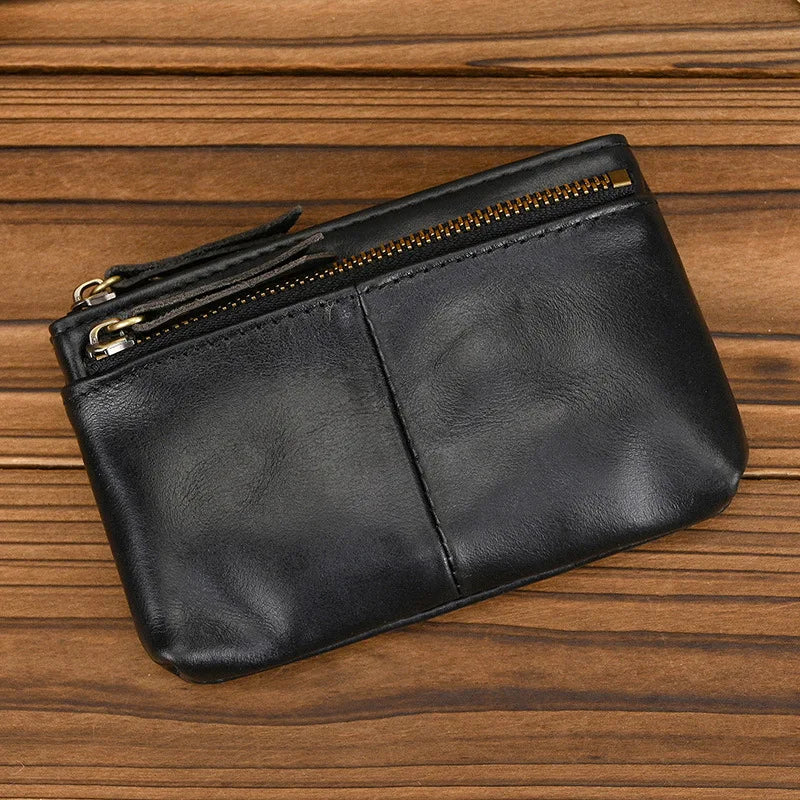 fashion Men's vintage genuine leather coin purse high quality cowhide keychain, leather coin pocket for key