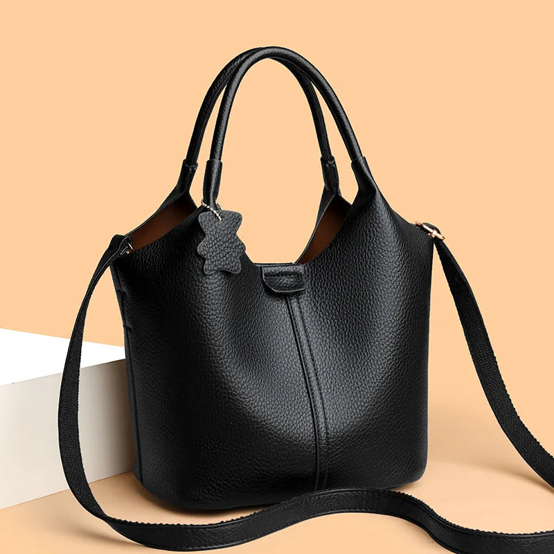 2025 French Women's Handbag PU Leather Shoulder Bag Casual Versatile Tote Bag Soft Leather Stylish Crossbody Bag For Women