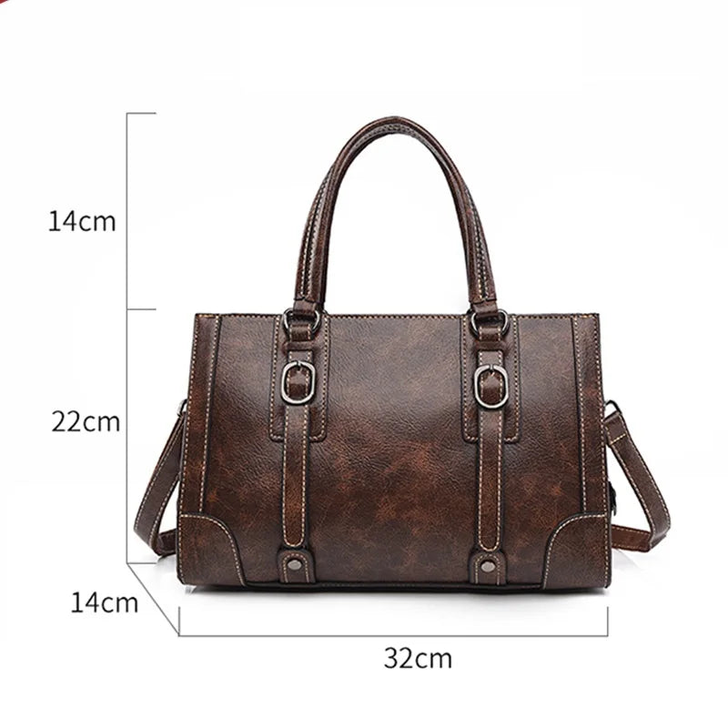 retro style women's handbag simple PU versatile shoulder bag for women large-capacity tote bag lady commuting crossbody bag