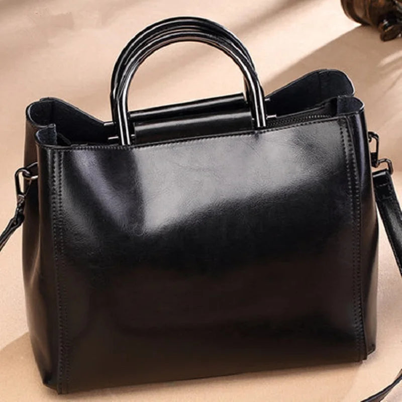 2025 split leather women's handbag soft cowhide single-shoulder bag for women casual Large capacity outdoor crossbody bag tote
