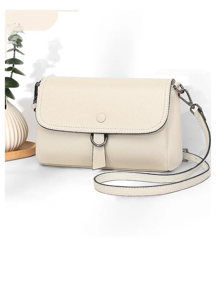 High Quality Cowhide Women's Shoulder Bag Genuine Leather Handbag Lady Versatile Daily Corssbody Bag For Commuting