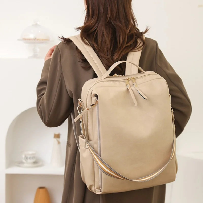 New women's backpack retro-style multi-functional PU fashion women backpack casual travel daily Commuting backpack