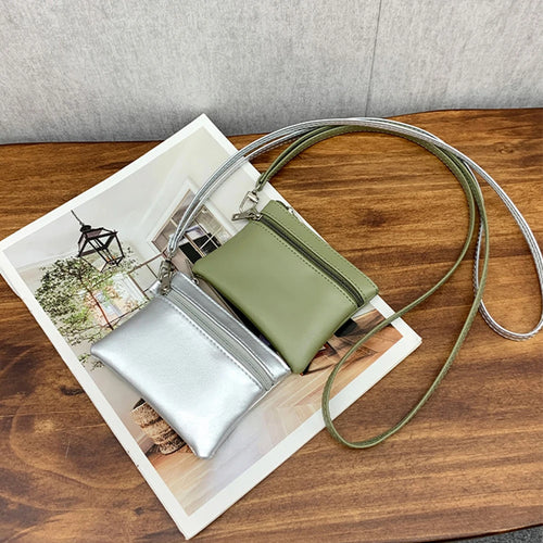 1PC Women Men PU Leather Zipper Zero Wallet Solid Color Hanging Neck Coin Storage Women's Wallet ID Credit Card Storage