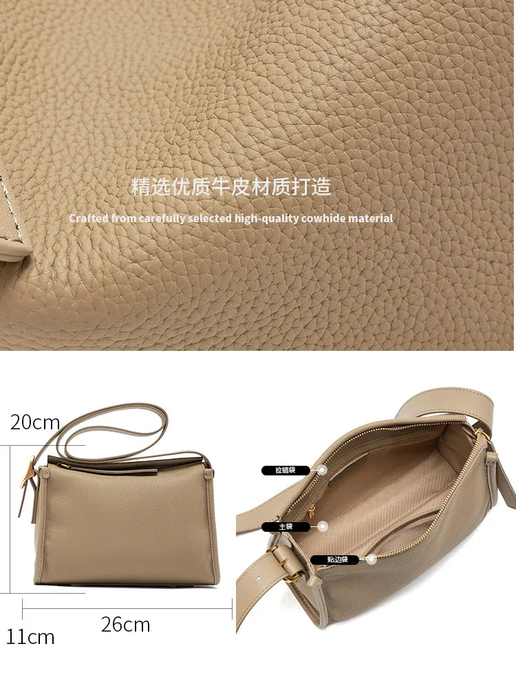 First layer cowhide women's single-shoulder Bag genuine leather 2026 new wome handbag pillow bag casual fashion crossbody bag