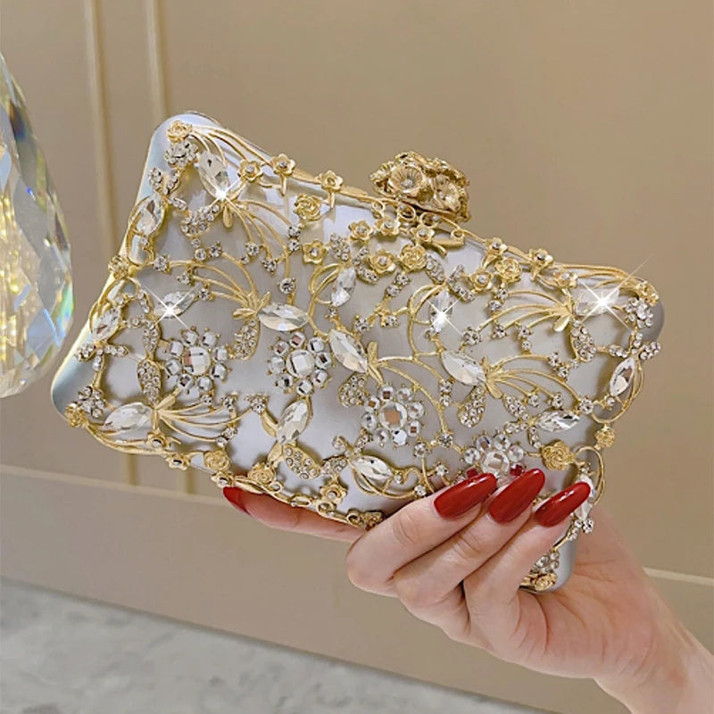 Temperament hollow gold banquet handbag luxury socialite small bag dress bridesmaid bag wedding retro evening bag