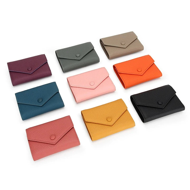 Genuine Leather Short Wallets Portable Cowhide Small Zipper Money Coin Purse Men Women Earphone Pouch Card Holder Bags