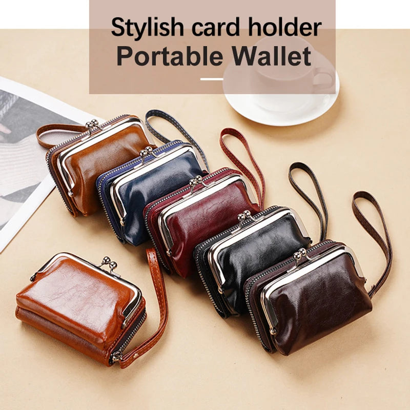 New ladies' wallet buckle PU coin purse bag Fashion zipper clip bag mini handbag women daily multi card slot wallet for shopping