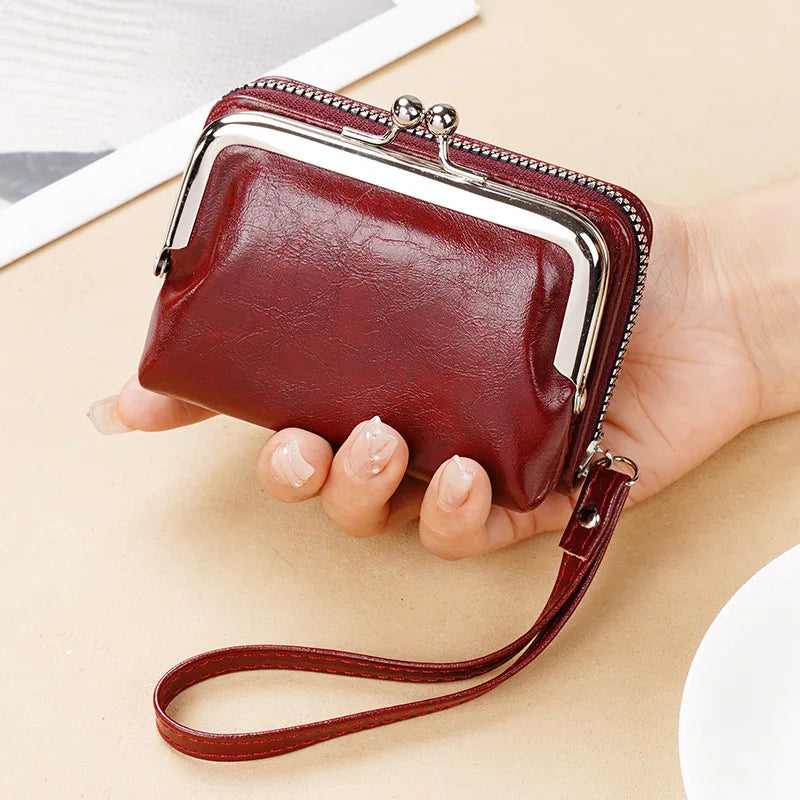 New ladies' wallet buckle PU coin purse bag Fashion zipper clip bag mini handbag women daily multi card slot wallet for shopping