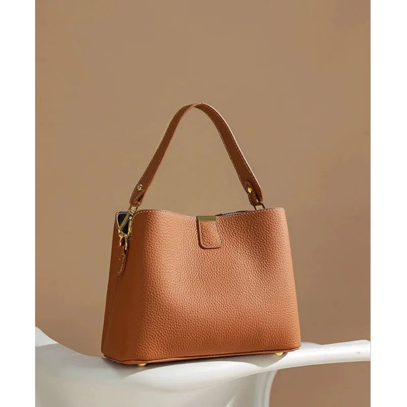 Retro bucket bag women's fashionable handbag large capacity new single shoulder crossbody bag Soft Leather multi-color wallet