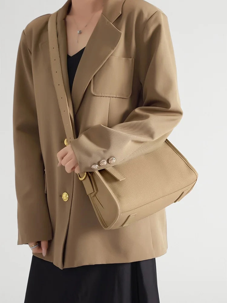 First layer cowhide women's single-shoulder Bag genuine leather 2026 new wome handbag pillow bag casual fashion crossbody bag