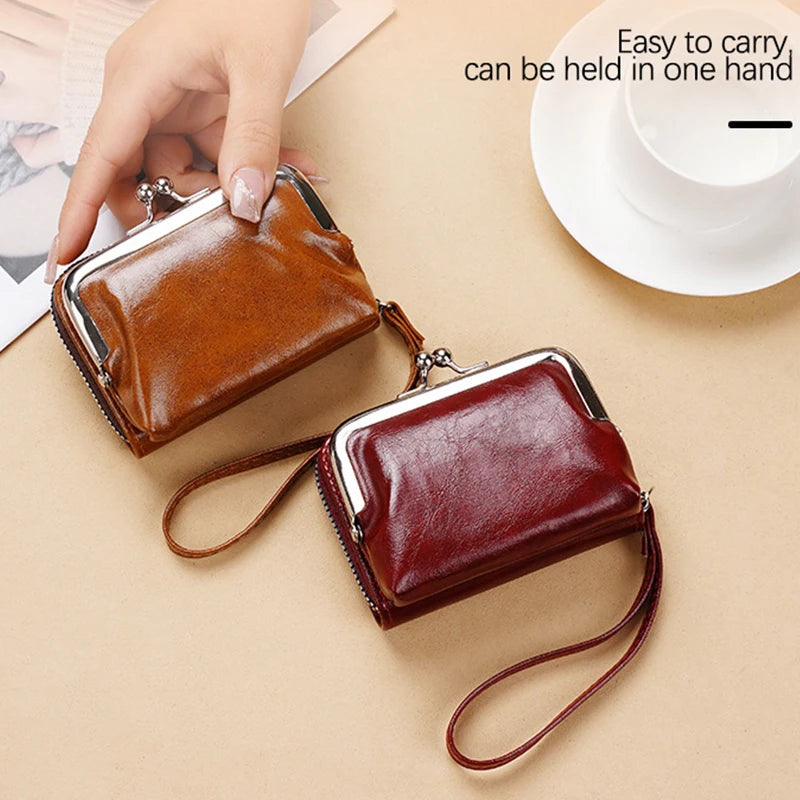 New ladies' wallet buckle PU coin purse bag Fashion zipper clip bag mini handbag women daily multi card slot wallet for shopping