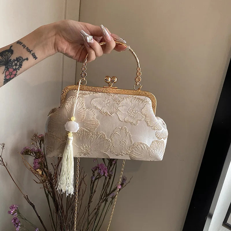 High end banquet bag women's clutch bag new style Chinese style silk embroidery handbag versatile single shoulder crossbody bags