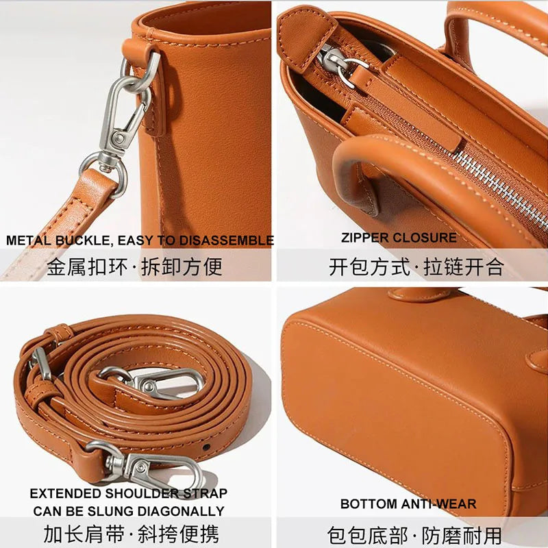Retro Fashion Women's New Solid Color Shoulder Bag leather Material Versatile Commuter Women's Handbag
