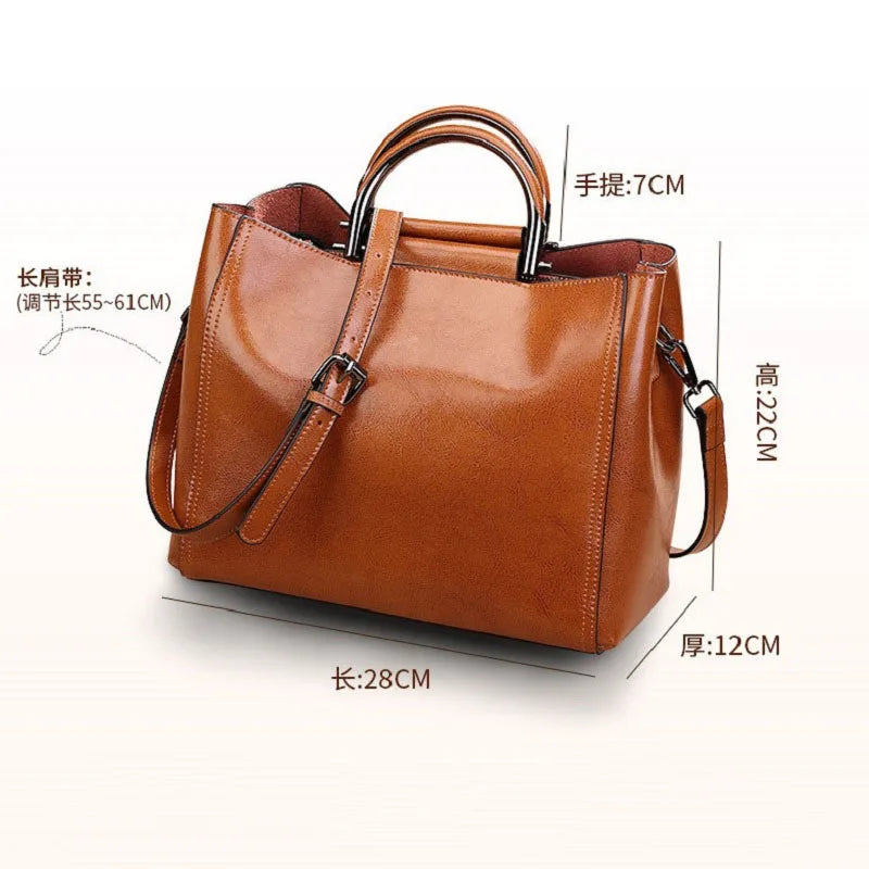 2025 split leather women's handbag soft cowhide single-shoulder bag for women casual Large capacity outdoor crossbody bag tote
