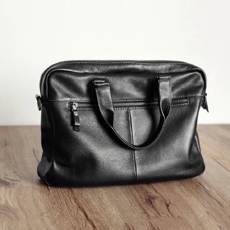Soft Cowhide Men's Business Briefcase 100% Genuine Leather Handbag Shoulder Bag  for men Commuting Business trip Crossbody bag