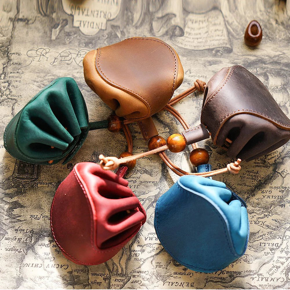 genuine leather Dice Bag Tray Design Viking Style Vintage Medieval Drawstring Pouch Handmade top layer cowhide coin purse