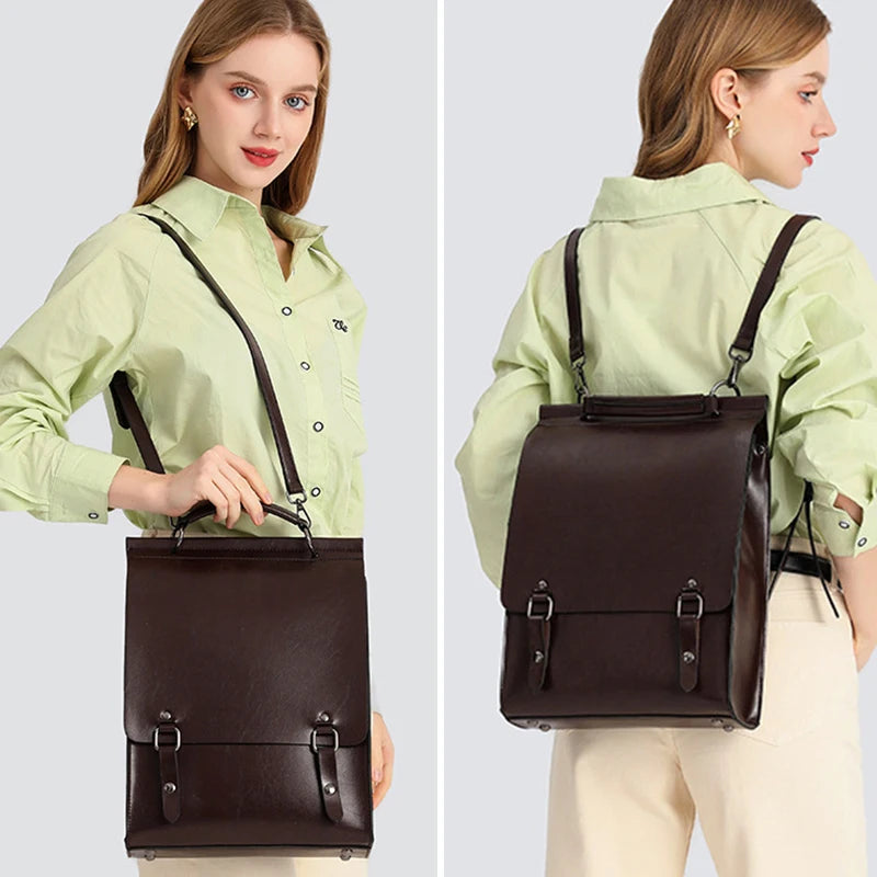 Fashionable new leather backpack for women, British college style backpack, college commuting cowhide backpack