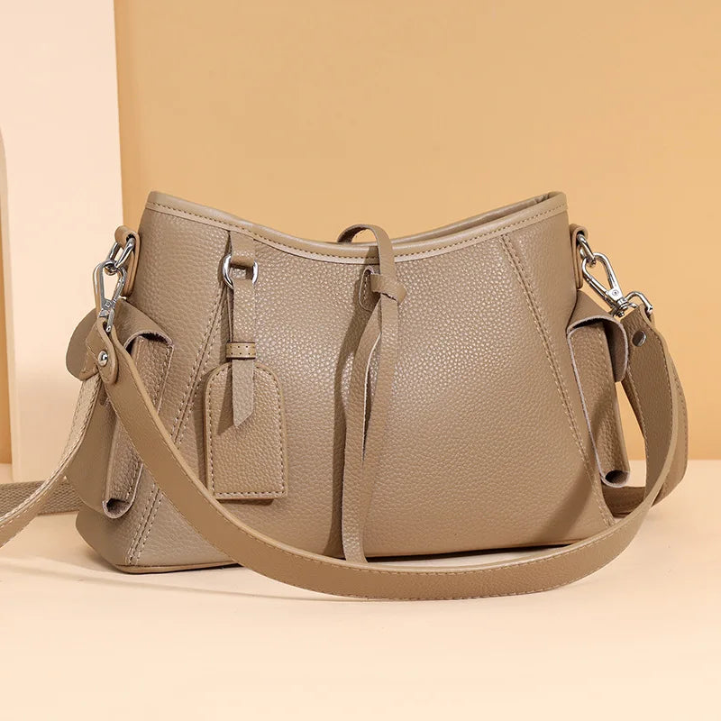 First layer cowhide women's shoulder bag genuine leather large-capacity crossbody bag fashion versatile shopping bag handbag