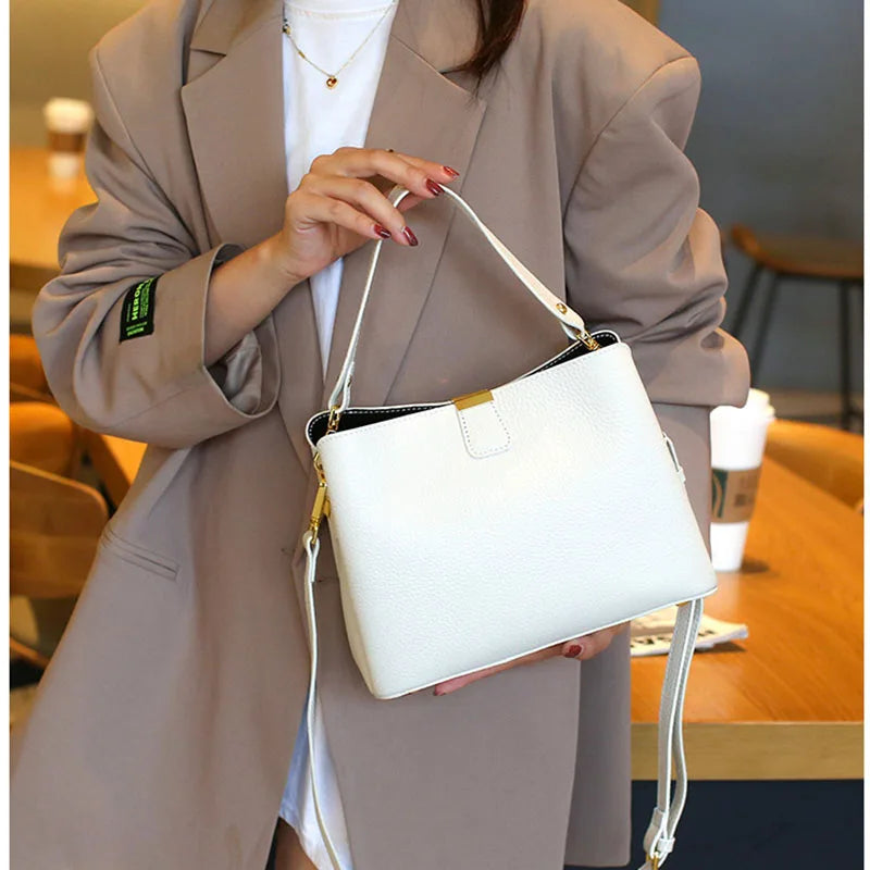 Retro bucket bag women's fashionable handbag large capacity new single shoulder crossbody bag Soft Leather multi-color wallet