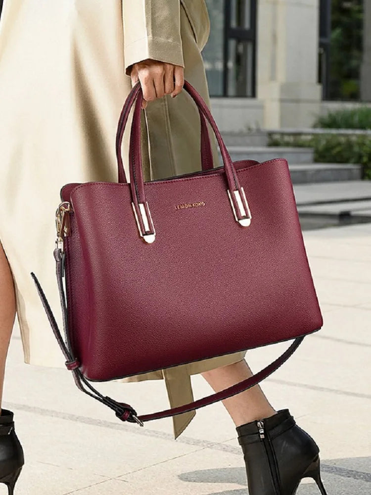 High quality Women's Shoulder bag PU Leather Large-capacity daily cuasal lady Handbag Mom Bag Fashion Commuting tote bag