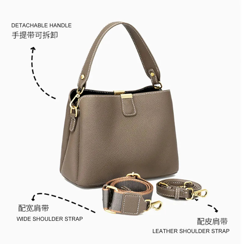 Retro bucket bag women's fashionable handbag large capacity new single shoulder crossbody bag Soft Leather multi-color wallet