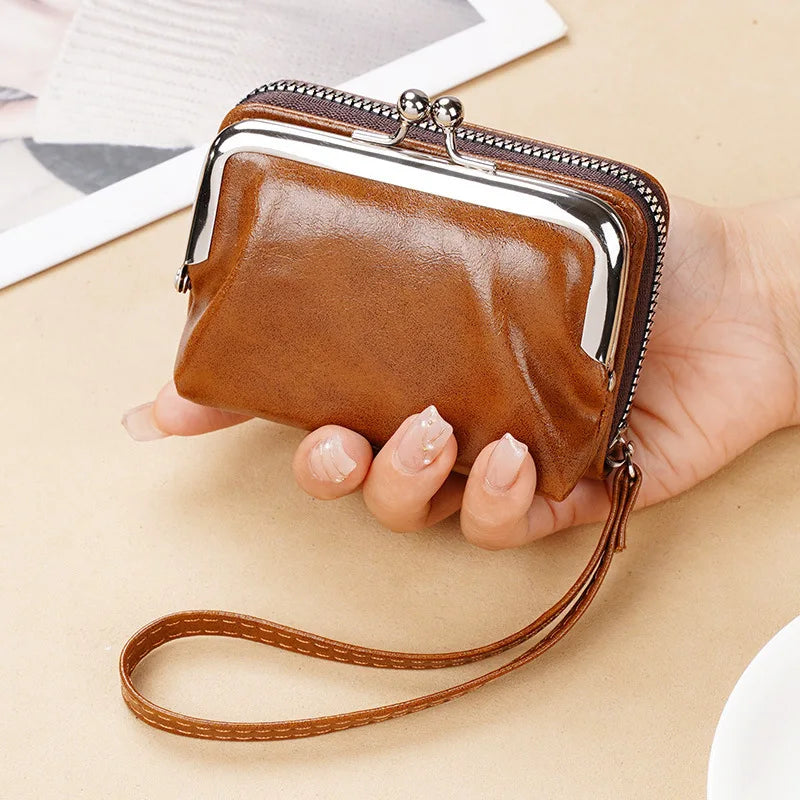 New ladies' wallet buckle PU coin purse bag Fashion zipper clip bag mini handbag women daily multi card slot wallet for shopping