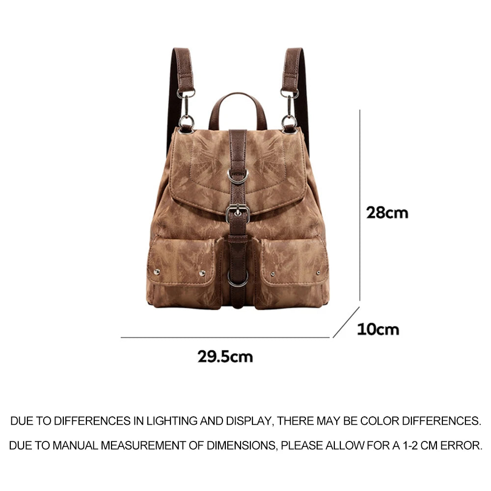 Backpack for Women Large Capacity shoulder bag High Quality PU Leather Rucksack Female Vintage School Bags Waterproof Travel Bag