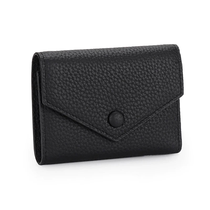 Genuine Leather Short Wallets Portable Cowhide Small Zipper Money Coin Purse Men Women Earphone Pouch Card Holder Bags