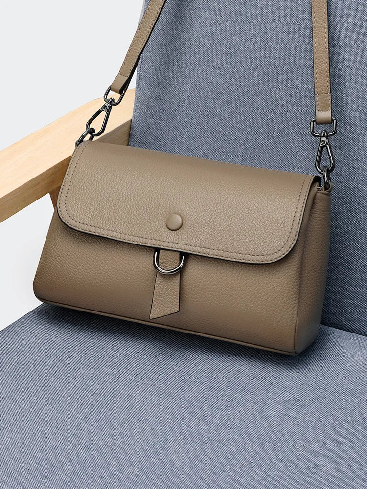 High Quality Cowhide Women's Shoulder Bag Genuine Leather Handbag Lady Versatile Daily Corssbody Bag For Commuting