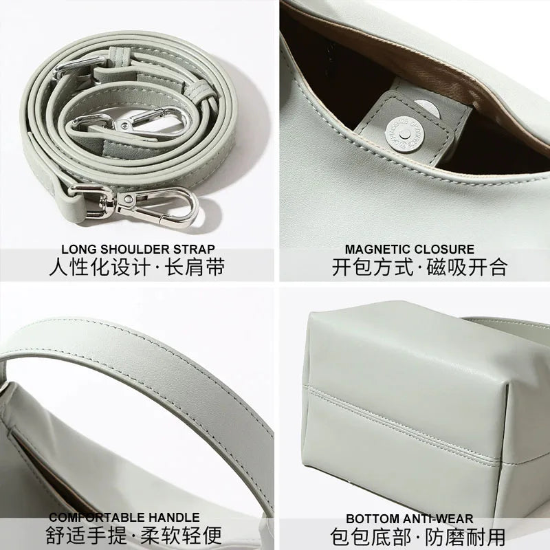 2025 New Women's Bag Trend Leather Portable Cross Body Bucket Bag Single Shoulder Bag Crossbody Handbag Female Versatile Commute