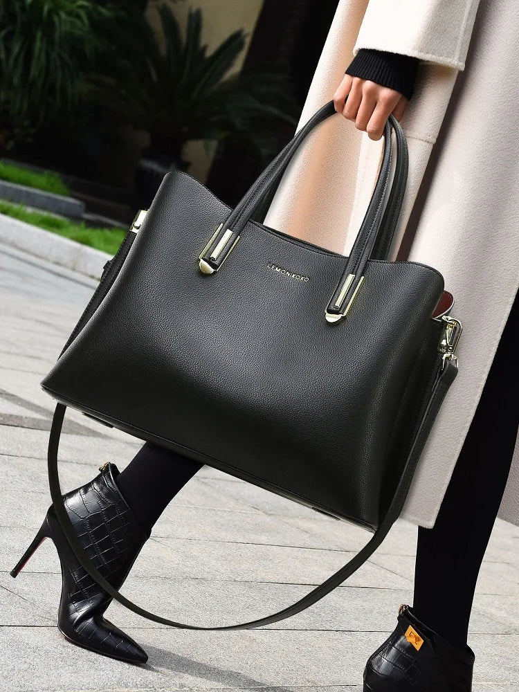 High quality Women's Shoulder bag PU Leather Large-capacity daily cuasal lady Handbag Mom Bag Fashion Commuting tote bag