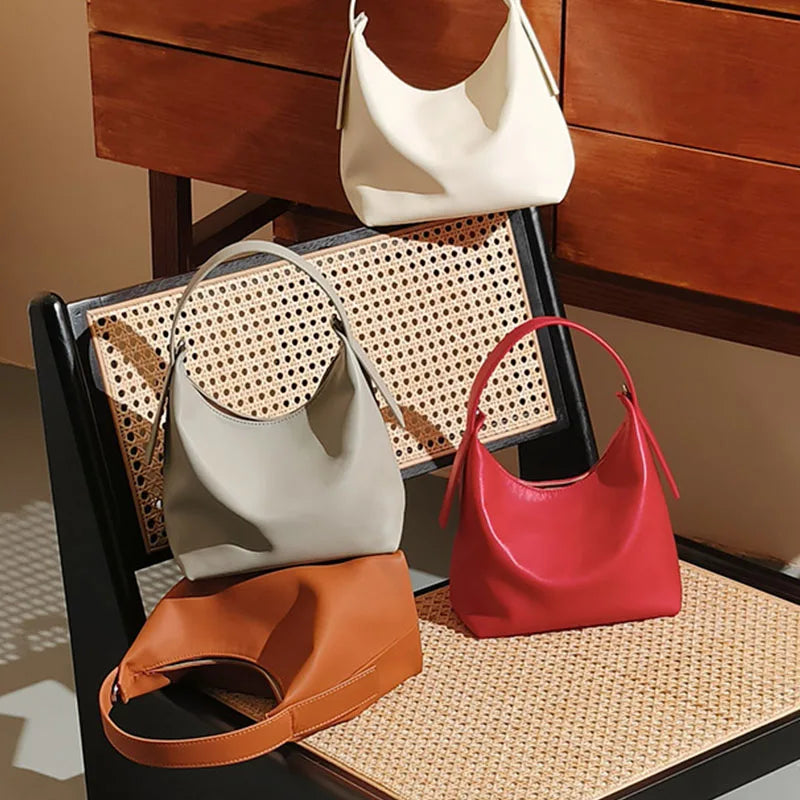 2025 New Women's Bag Trend Leather Portable Cross Body Bucket Bag Single Shoulder Bag Crossbody Handbag Female Versatile Commute