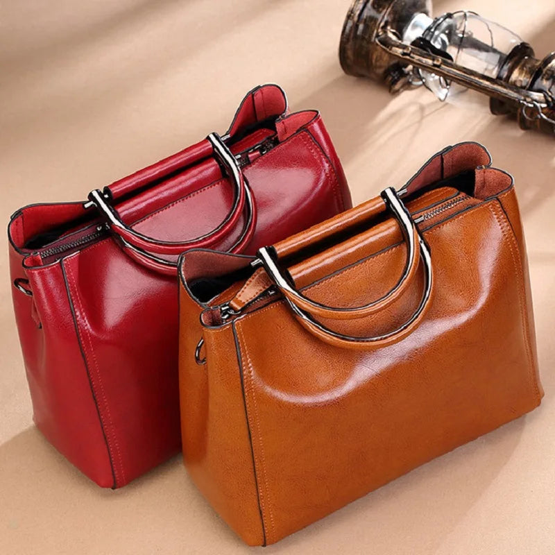 2025 split leather women's handbag soft cowhide single-shoulder bag for women casual Large capacity outdoor crossbody bag tote
